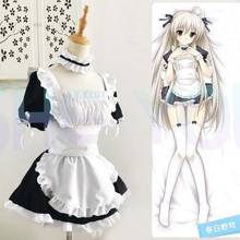 Anime Yosuga no Sora Kasugano Sora Cosplay Costume Maid Apron Dress Uniform Dress + Apron + Oversleeve + Neckwear + Headwear 2024 - buy cheap