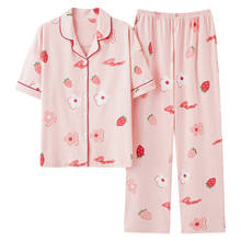 M-3XL Women Pajamas Set Cute Cartoon Pijamas Short Sleeve Turn-down Collar Pyjamas Homewear Sleepwear 2024 - buy cheap