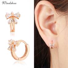 Cute Gold Color Bowknot w/ CZ Crystals Round Circle Huggies Small Hoop Earrings for Women Children Girls Baby Kids Jewelry Aros 2024 - buy cheap