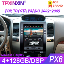 4 + 128g android 9.0 tesla estilo 6 núcleo de navegação gps do carro para toyota prado 2002-2009 unidade central multimídia player rádio estéreo de áudio 2024 - compre barato