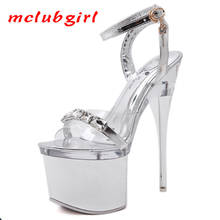 Mclubgirl 2021 Sexy Large Ultra-High-Heel Peep-Toe Silver Stiletto Cross Lace-up Sandals Nightclub 43 Large Size Sandals  LFD 2024 - buy cheap