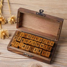 30pcs/pack New Creative uppercase and lowercase letter Wooden rubber scrapbooking decoration stamp set Gift wooden box H054 2024 - buy cheap