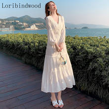 2022 New Arrival Summer Boho Women Maxi Dress White Lace Long Tunic Beach Dress Vacation Holiday Clothes  White Dress  Vestidos 2024 - buy cheap