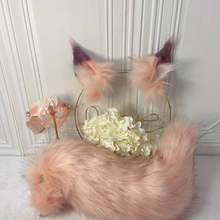 New Peach pink fox Anime Beast Ear Beast Tail Wolf Ear Cat Ear Fox Ear Headband Custom COSPLAY 2024 - buy cheap