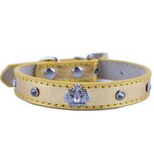 Fashion Leather Dog Collar Crystal Studded Accessories Diamante Crown Charm For Collar Neck Strap Small Pet Dog Supplies 2024 - buy cheap
