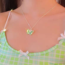 Y2K-collar de mariposa de cristal de Color caramelo para mujer, colgante Vintage Harajuku, joyería, regalos de amistad, nuevo estilo de los 90 2024 - compra barato