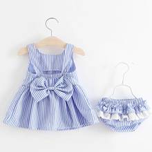 Baby Clothing Sets 2022 Girls Cute Summer Sleeveless Dress Girl 2Pieces Sets Short Pants+Dress Set Stripe Patten for Baby 6-24M 2024 - buy cheap