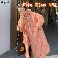 Abrigo largo con capucha para mujer, parka holgada de talla grande 4XL, abrigo cálido de estilo Ulzzang, ropa de calle informal de moda para invierno 2024 - compra barato