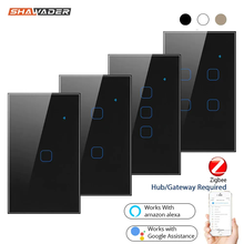 Smart Zigbee Wall Light Switch Lamps Interruptor Glass Touch Panel 2/3 Way Wireless Remote Control by Tuya Alexa Google Home 2024 - buy cheap