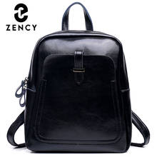 Zency Soft Genuine Leather Backpack 2022 New Fashion Trend Women's Rucksack Travel Outdoor Students Go To School Knapsack  Black 2024 - buy cheap