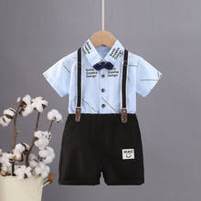 Conjunto de ropa Formal para niños, camisa a rayas con tirantes, 2 piezas, 1-4 años, novedad 2024 - compra barato