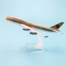 16cm Metal Alloy Plane Model Air QATAR Airways Boeing 747 B747 400 Airlines Airplane Model w Stand Aircraft   Gift 2024 - buy cheap