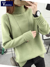 Vangull Solid Knitted Turtleneck Sweater Women Long Sleeve Thick Pullovers Fashion Autumn Winter New Casual Warm Female Sweaters 2024 - buy cheap