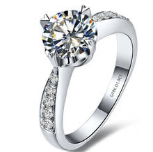 Anillo de compromiso de oro blanco de 18K para mujer, con diamantes de 1 quilate sortija de compromiso, boda, promesa de amor, Color D CERTIFICADO, VVS1 2024 - compra barato