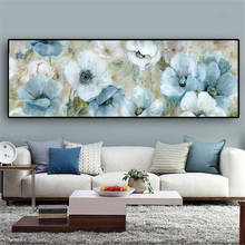 Pinturas al óleo de flores azules impresas en lienzo, carteles de flores de acuarela abstracta, impresiones, Cuadros, imágenes artísticas de pared para sala de estar 2024 - compra barato