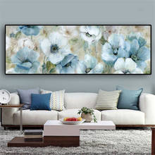 Blue Flowers Oil Paintings Print On Canvas Abstract Watercolor Flowers Posters Prints Cuadros Wall Art Pictures For Living Room 2024 - buy cheap