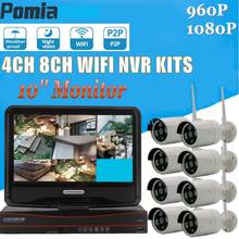 4CH 8CH 1080P Wireless Security Camera System Wifi NVR Kit 10'' Monitor 1.3MP 2MP Outdoor CCTV IP Camera Video Surveillance Kits 2024 - buy cheap