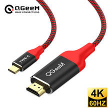 QGeeM USB C к HDMI Кабель 4K 60 Гц USB Тип C к HDMI переходник USB-C HDMI Thunderbolt 3 конвертер для MacBook Pro 2019,2018,2017 Huawei Mate 30,20 P30,20 Samsung S10,S9,S8 Тип C HDMI кабель hdmi type-c USB-тип c HDMI 2024 - купить недорого
