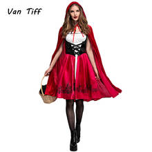 Adult Little Red Riding Hood Costume for Women Fancy Halloween Cosplay Carnival Fairy Tale Plus Size Girl Dress Cloak 2024 - buy cheap