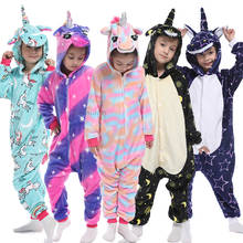 Пижамы кигуруми в виде животных единорог пижамы для детей; Зимняя одежда для сна; Kugurumi в виде единорога, пижама, Детский комбинезон с рисунком из аниме костюмы панды комбинезон 2024 - купить недорого