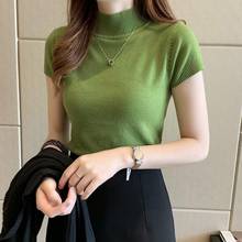 Women Soft Solid Turtleneck Sweater Tops Woman Basic Slim Short Sleeve Bottoming Knitted Sweaters Pullovers Female 2020 Spring 2024 - buy cheap