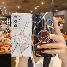 Marble Phone Funda for Huawei P40 P30 P20 Mate 30 Honor V20 20 Pro Nova 7 SE Folding Bracket Coque Plating Geometric Soft Case 2024 - buy cheap