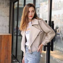 Aibeautyer New Spring Autumn Solid Vintage Soft PU Leather Jacket Women Biker Motorcycle Jackets Zip Up Slim Short Jacket 2024 - buy cheap