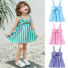 Girls Summer Dress Children Princess Dress Children Clothes Baby Girl Stripe Dresses Kids Bow Lovely Mini-dress Cotton Clothes 2024 - buy cheap