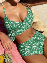 Bikini de cintura alta para mujer, traje de baño con cordones, Bikini brasileño para playa, ropa de playa 2022 2024 - compra barato