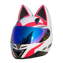 Casco de motocicleta con orejas de gato para hombre, protector de cabeza con diseño de personalidad, antiniebla, color negro, 2019 2024 - compra barato
