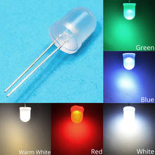 Lámpara de diodo de 10mm, luz blanca, roja, verde, azul y amarilla, Ultra brillante, con agua clara, difusa, 80005v, 1,9 ~ 3,4 V, DIY, 50 Uds. 2024 - compra barato