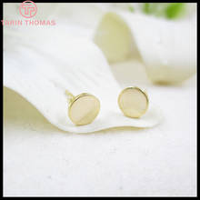 (2198)10PCS 6x6MM 24K Gold Color Brass With Hooks Hole Round Stud Earrings Pins High Quality Jewellery Accessories 2024 - buy cheap