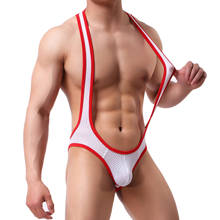 Mens Jockstrap Underwear Leotard Sexy Undershirt Mesh Teddies Breathable Wrestling Singlet One-piece Bodysuit Backless Underwear 2024 - buy cheap
