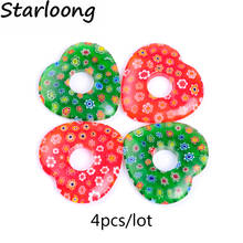 4pcs/lot 2 colors green red heart shape Floral lampwork glazed glass spacers beads DIY jewelry making 2024 - buy cheap