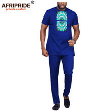 Спортивный костюм мужской африканский, рубашка с принтом и брюки, топ с коротким рукавом, наряд, одежда AFRIPRIDE A1816021 2024 - купить недорого