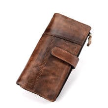 Men Money Bag Long Purse Multi-Cards Holder High Quality Coin Pocket Cash Casual Male Vintage Genuine Leather Bifold Wallet 2024 - buy cheap