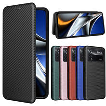 POCO X4 PRO Leather Case for Xiaomi POCO X3 NFC X3 Pro F3 GT Luxury Carbon Fiber Holder Flip Cover POCO M4 M3 F2 PRO Wallet Bags 2024 - buy cheap