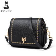 Foxer bolsa crossbody feminina de couro, bolsa carteira pequena casual 100% couro legítimo para menina, bolsa de celular, bolsa de ombro macio feminina 2024 - compre barato