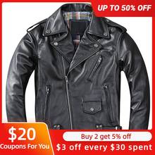 2022 Black American Motorcycle Style Genuine Leather Jacket Men Plus Size 4XL Real Natural Cowhide Autumn Slim Fit Biker's Coat 2024 - buy cheap