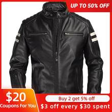 2022 Black Men Biker's Leather Jacket Plus Size XXXL Genuine Natural Cowhide Autumn Slim Fit Motorcycle Style Coat 2024 - buy cheap
