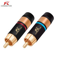 2pcs/1pair Excellent RCA Jack Connector Gold Plated Plug+Black Copper Shell with Blue&Red ring 2024 - buy cheap