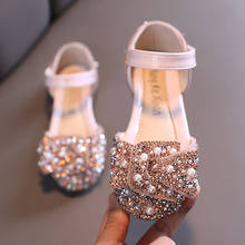 Verano de las muchachas del bebé sandalias niños, sandalias de bebé niños resbalón en perlas de cristal princesa individual zapatos romanos zapatos tamaño 21-36 2024 - compra barato