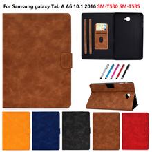 Чехол для Samsung Galaxy Tab A 10,1 2016 SM-T580 SM-T585 ПУ кожаный откидной Чехол-книжка подставка крышка мягкая защита принципиально Tab A 6 10,1 2024 - купить недорого
