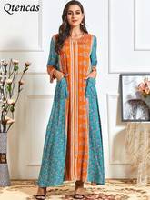 Elegant Floral Printed Maxi Woman Dress Autumn Vintage Loose Long Sleeve Muslim Arabic Dresses for Women Plus Size Clothing 2024 - buy cheap