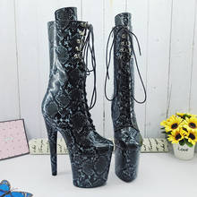 Leecabe-Botas de plataforma de tacón alto para Pole dancing, zapatos de serpiente de PU de 20CM/8 pulgadas, Punta cerrada, botines de Pole Dance 2024 - compra barato