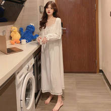Camisones de ocio para mujer, ropa de dormir de encaje sólido, talla grande 4XL, estilo princesa coreano, Ulzzang Chic, encantadora y suave para el hogar 2024 - compra barato