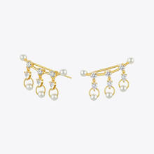 ENFASHION-pendientes de cristal con perlas brillantes para mujer, aretes llamativos de Color dorado, joyería linda, 2020 Kolczyki E1164 2024 - compra barato