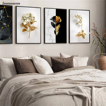 Póster de flor dorada abstracta, línea geométrica de mármol, cuadro impreso de arte nórdico para pared, pinturas en lienzo, decoración moderna para sala de estar 2024 - compra barato