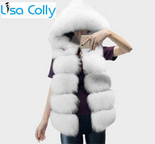 Lisa Colly Women Winter Coat Overcoat Warm Faux Fur Vest Coat With Hooded Stripe Medium Long Fur Vest Faux Fox Fur Vest Jacket 2024 - buy cheap