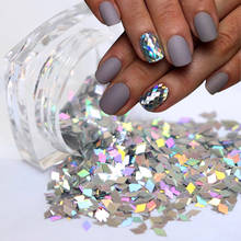 Caja de holográfica para uñas, esmalte de uñas de plata con láser de diamante, forma de rombo antina, brillante, decoración artística para uñas, 1 caja 2024 - compra barato